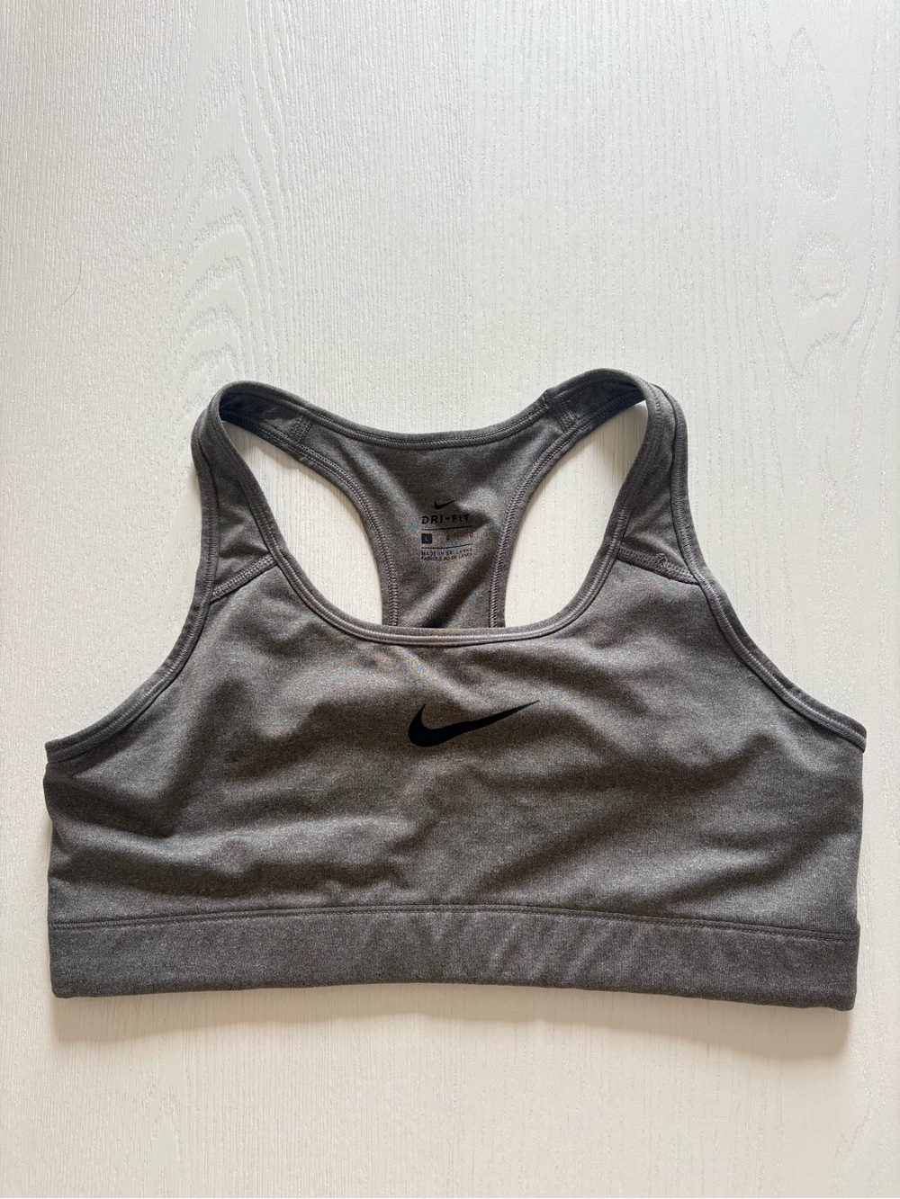 Nike Grey Dri-FIT Sports Bra with Black Swoosh